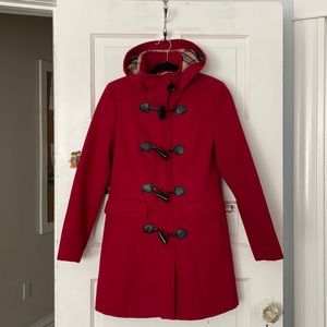 Tommy Hilfiger Red Toggle Hooded Duffle Coat Size XS